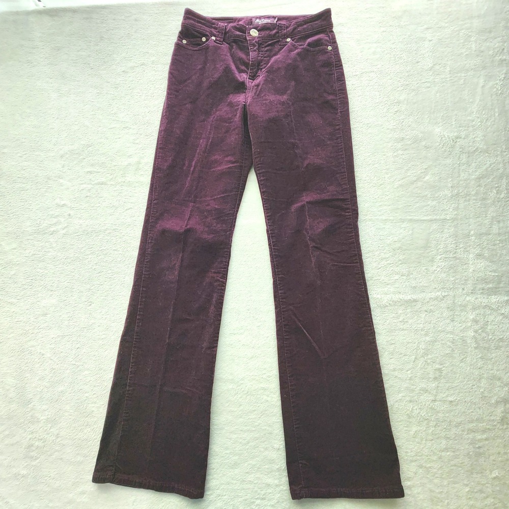 Miss Cocoa Corduroy Pants Womens 5/6 30W 32L Purple Flare Embroidered Y2K Goth